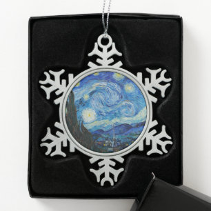 Vincent Van Gogh De Sterrennacht Tin Sneeuwvlok Ornament