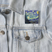 Vincent Van Gogh De Sterrennacht Vierkante Button 5,1 Cm (In situ)