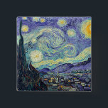 Vincent Van Gogh De Sterrennacht Vierkante Button 5,1 Cm<br><div class="desc">Vincent Van Gogh de Sterrennacht. Dit is een oud meesterwerk van de nederlandse hoofdschilder Vincent Van Gogh was een nederlandse post-impressionistische schilder. Dit afbeelding is openbaar.</div>