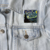 Vincent van Gogh - De sterrennacht Vierkante Button 5,1 Cm (In situ)