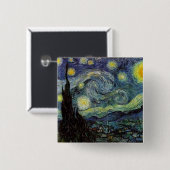 Vincent van Gogh - De sterrennacht Vierkante Button 5,1 Cm (Voorkant /achterkant)