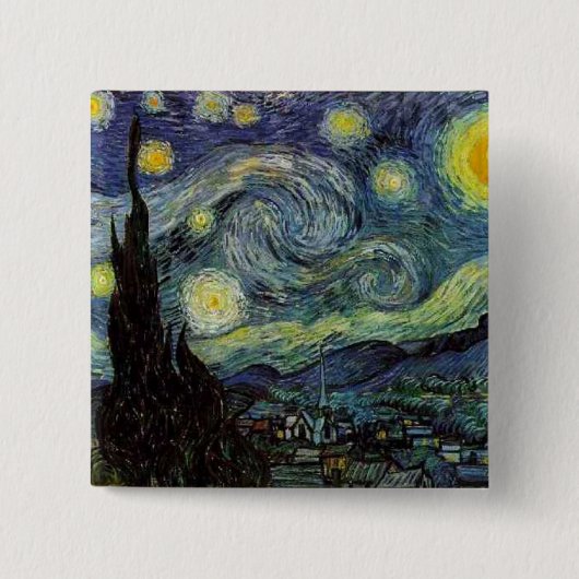 Vincent van Gogh - De sterrennacht Vierkante Button 5,1 Cm (Voorkant)