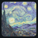 Vincent Van Gogh De Sterrennacht Vierkante Sticker<br><div class="desc">Vincent Van Gogh de Sterrennacht. Dit is een oud meesterwerk van de nederlandse hoofdschilder Vincent Van Gogh was een nederlandse post-impressionistische schilder. Dit afbeelding is openbaar.</div>