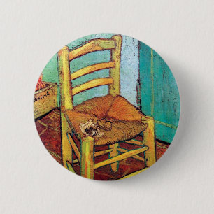 Vincent Van Gogh - De stoel van Vincent met pijp Ronde Button 5,7 Cm