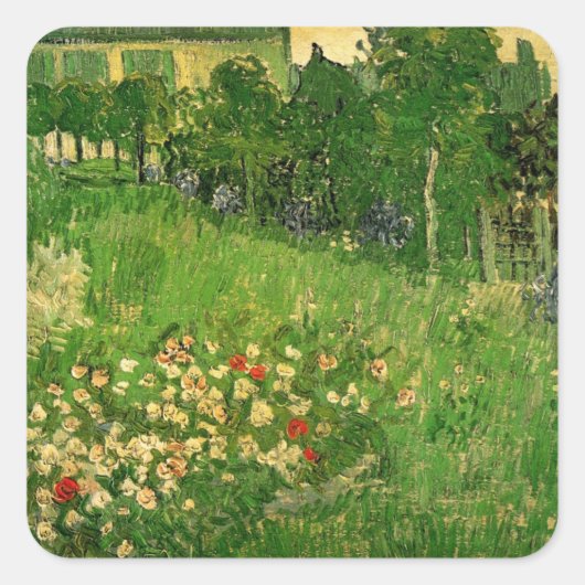Vincent van Gogh - De tuin van Daubigny Vierkante Sticker (Voorkant)