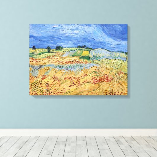 Vincent van Gogh - De velden / Vlakte bij Auvers Canvas Afdruk (Insitu (Houten vloer))