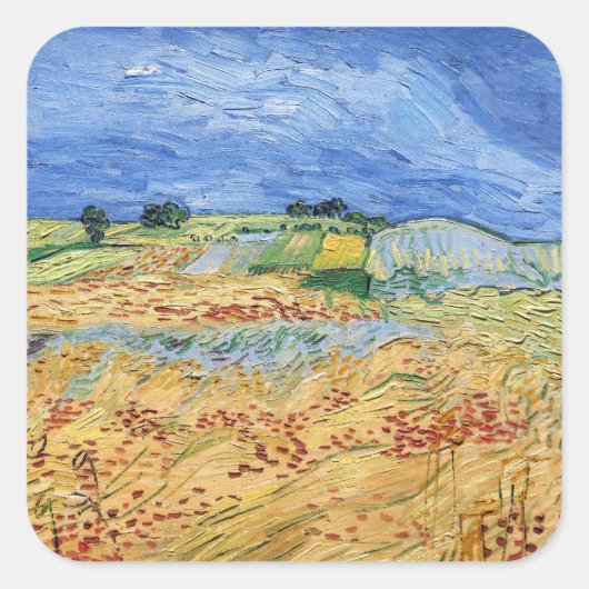 Vincent van Gogh - De velden / Vlakte bij Auvers Vierkante Sticker (Voorkant)