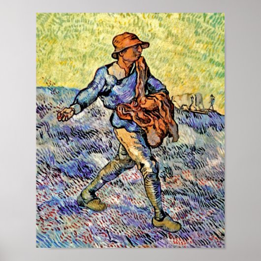 Vincent Van Gogh - De Zaaiende Man - Schilderkunst Poster (Voorkant)