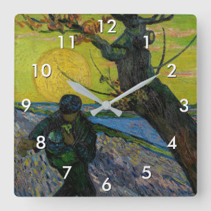 Vincent van Gogh - De Zaaiende Man Vierkante Klok