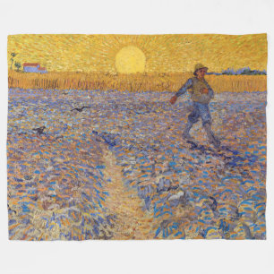 Vincent van Gogh - De Zaaier bij Ondergaande Zon Fleece Deken