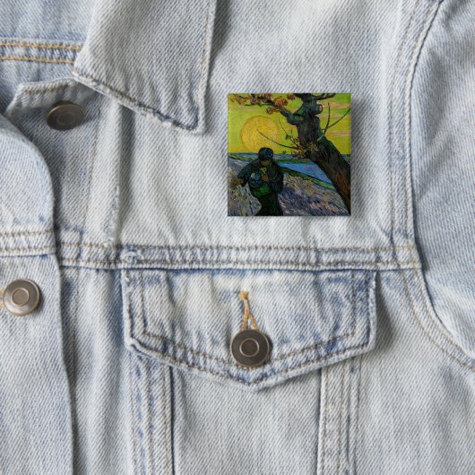 Vincent van Gogh - De Zaaier Vierkante Button 5,1 Cm (In situ)