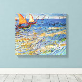 Vincent Van Gogh - De Zee Bij Saintes Maries Canvas Afdruk (Insitu (Houten vloer))