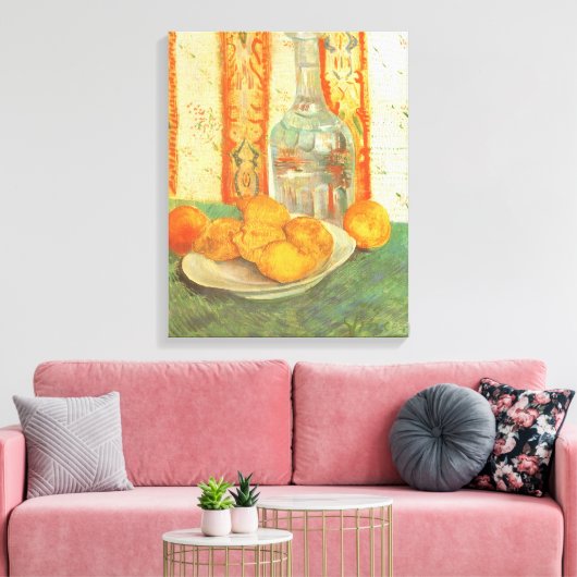 Vincent van Gogh - Decanter en citroenen op een Bo Canvas Afdruk (Insitu (Woonkamer))