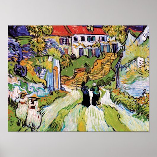 Vincent Van Gogh - Dorpsstraat en trappen Poster (Voorkant)