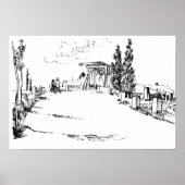 Vincent van Gogh Drawbridge in Arles Drawing Poster (Voorkant)