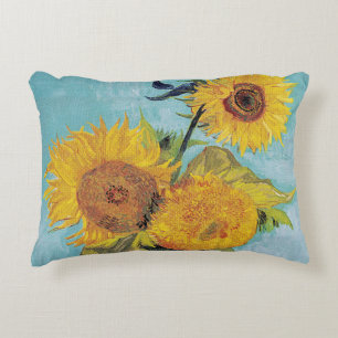 Vincent Van Gogh - Drie zonnebloemen in een vaas Accent Kussen