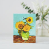 Vincent Van Gogh drie zonnebloemen in een vaas Briefkaart (Staand voorkant)