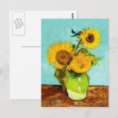 Vincent Van Gogh drie zonnebloemen in een vaas Briefkaart (Voorkant / Achterkant)