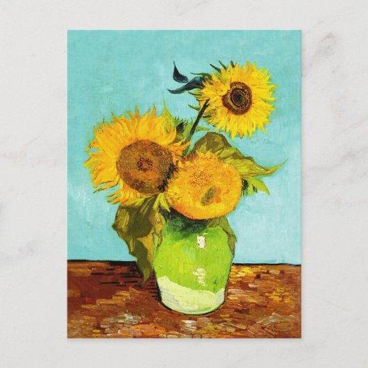 Vincent Van Gogh drie zonnebloemen in een vaas Briefkaart (Voorkant)