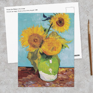 Vincent Van Gogh - Drie zonnebloemen in een vaas Briefkaart