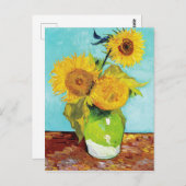 Vincent Van Gogh drie zonnebloemen in een vaas Briefkaart (Voorkant / Achterkant)