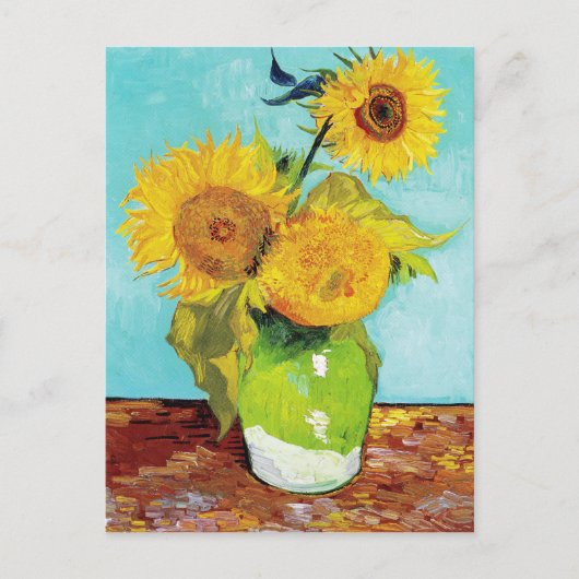 Vincent Van Gogh drie zonnebloemen in een vaas Briefkaart (Voorkant)