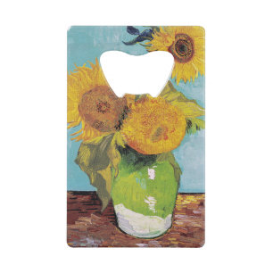 Vincent Van Gogh - Drie zonnebloemen in een vaas Creditkaart Flessenopener