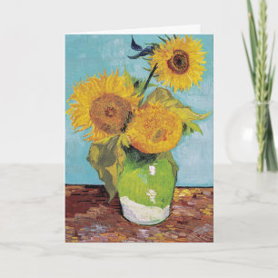 Vincent Van Gogh - Drie zonnebloemen in een vaas Kaart