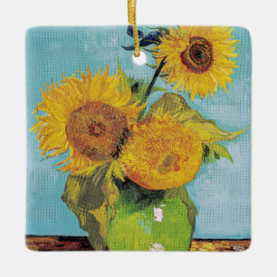 Vincent Van Gogh - Drie zonnebloemen in een vaas Keramisch Ornament