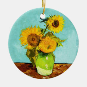 Vincent Van Gogh drie zonnebloemen in een vaas Keramisch Ornament