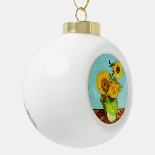 Vincent Van Gogh drie zonnebloemen in een vaas Keramische Bal Ornament (Links)