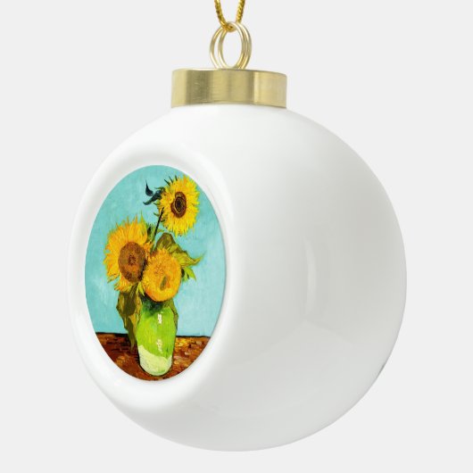 Vincent Van Gogh drie zonnebloemen in een vaas Keramische Bal Ornament (Rechts)