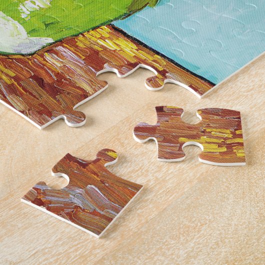 Vincent Van Gogh drie zonnebloemen in een vaas Legpuzzel (Zijkant)