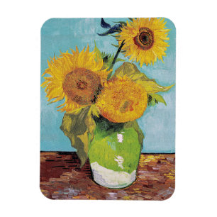 Vincent Van Gogh - Drie zonnebloemen in een vaas Magneet