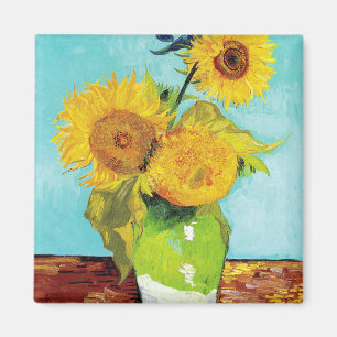 Vincent Van Gogh Drie zonnebloemen in een vaas Magneet