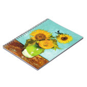 Vincent Van Gogh drie zonnebloemen in een vaas Notitieboek (Linkerzijde)