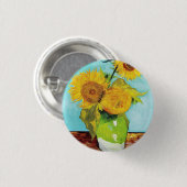 Vincent Van Gogh drie zonnebloemen in een vaas Ronde Button 3,2 Cm (Voorkant /achterkant)