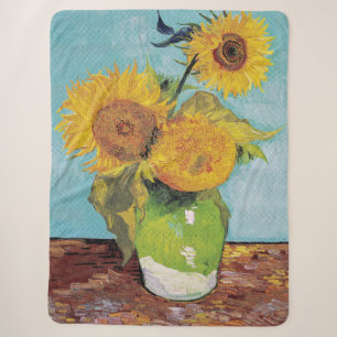 Vincent Van Gogh - Drie zonnebloemen in een vaas Sherpa Deken