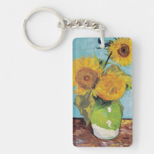 Vincent Van Gogh - Drie zonnebloemen in een vaas Sleutelhanger