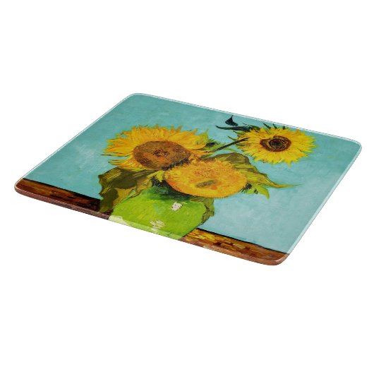 Vincent Van Gogh drie zonnebloemen in een vaas Snijplank (Hoek)