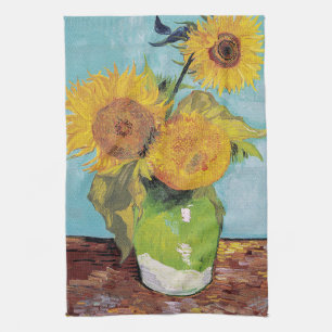 Vincent Van Gogh - Drie zonnebloemen in een vaas Theedoek