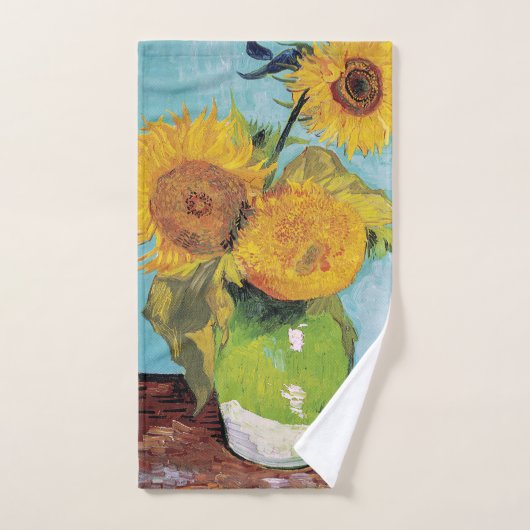 Vincent Van Gogh - Drie zonnebloemen in een Vase Bad Handdoek (Handdoek)