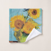 Vincent Van Gogh - Drie zonnebloemen in een Vase Bad Handdoek (Wasdoekje)