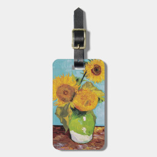 Vincent Van Gogh - Drie zonnebloemen in een Vase Bagagelabel