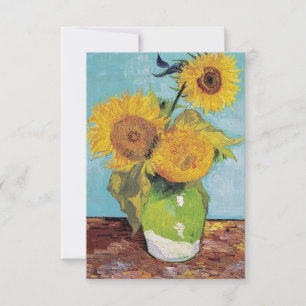 Vincent Van Gogh - Drie zonnebloemen in een Vase Bedankkaart