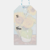 Vincent Van Gogh - Drie zonnebloemen in een Vase Cadeaulabel (Achterkant)