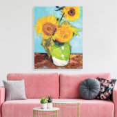 Vincent Van Gogh - Drie zonnebloemen in een Vase Canvas Afdruk (Insitu (Woonkamer))