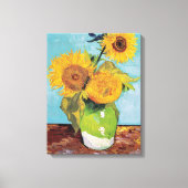 Vincent Van Gogh - Drie zonnebloemen in een Vase Canvas Afdruk (Voorkant)