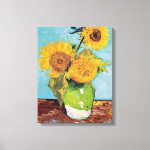 Vincent Van Gogh - Drie zonnebloemen in een Vase Canvas Afdruk