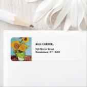 Vincent Van Gogh - Drie zonnebloemen in een Vase Etiket (Insitu)